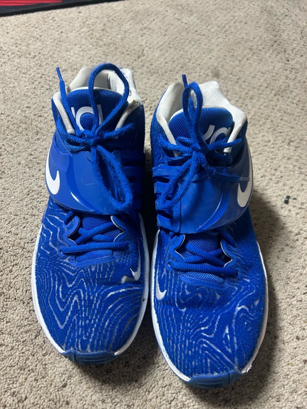 Nike KD Royal Blue High-Top Sneakers with White Swoosh